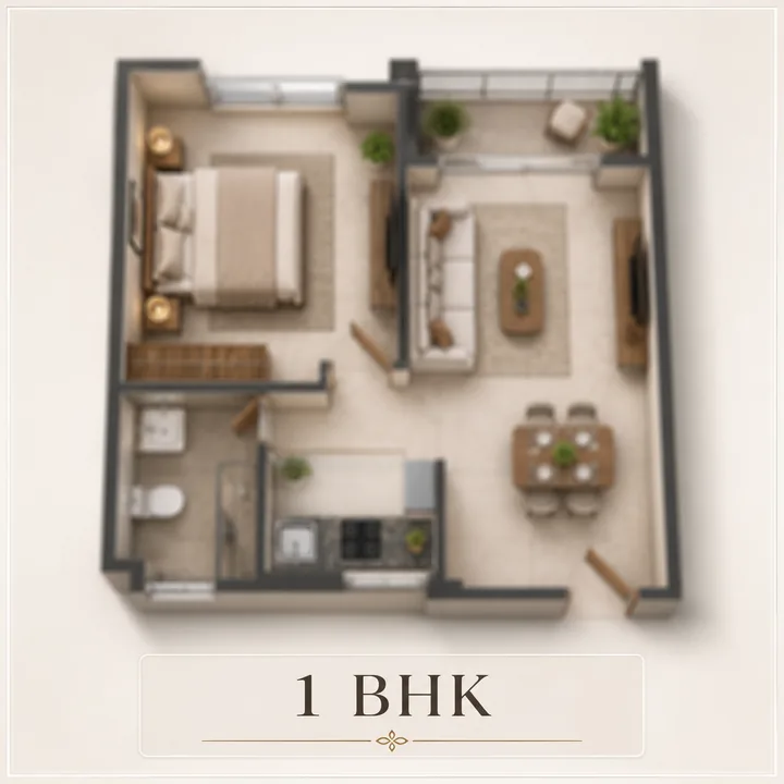 Nikoo Homes 9 1 BHK floor plan layout