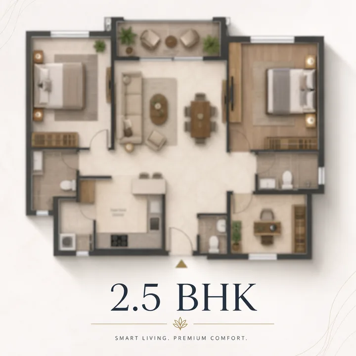 Nikoo Homes 9 2.5 BHK floor plan layout