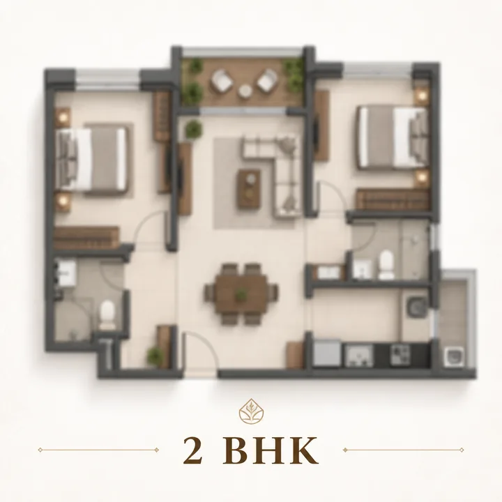 Nikoo Homes 9 2 BHK floor plan layout