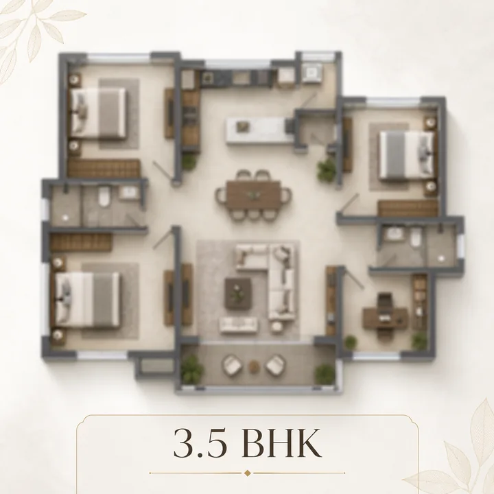 Nikoo Homes 9 3.5 BHK floor plan layout